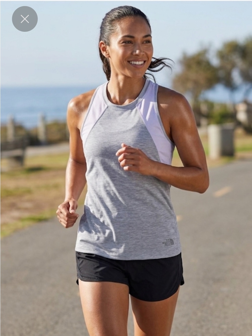 The North Face Light Grey and White Performance Tank
